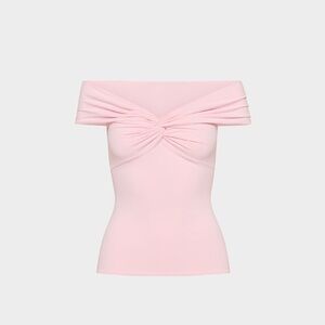 Aritzia Babaton Villa Pink Original Contour Twist Off-Shoulder Top